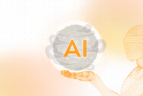 Orange gradient with shades of blue